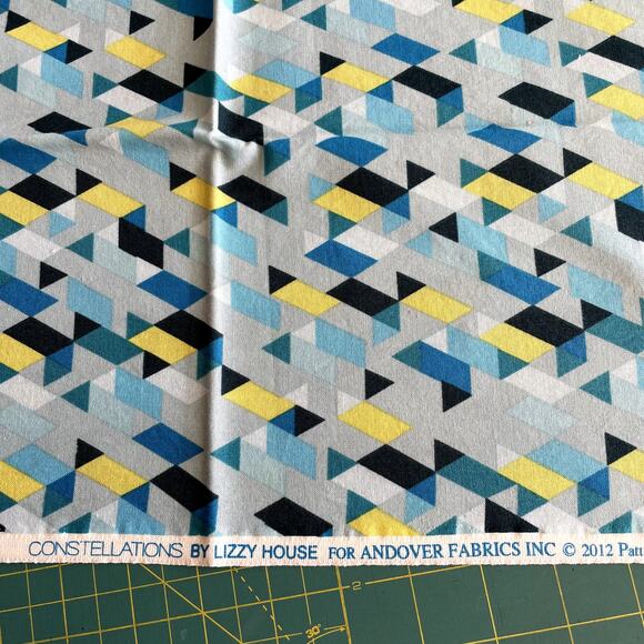 Lizzy House Constellations Blue Yellow 16" x 35" Quilting Fabric Washed - Picture 3 of 3